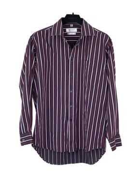 Balmain Paris Vintage‎ Stripe Button Down Shirt Navy Burgundy Pink Size M